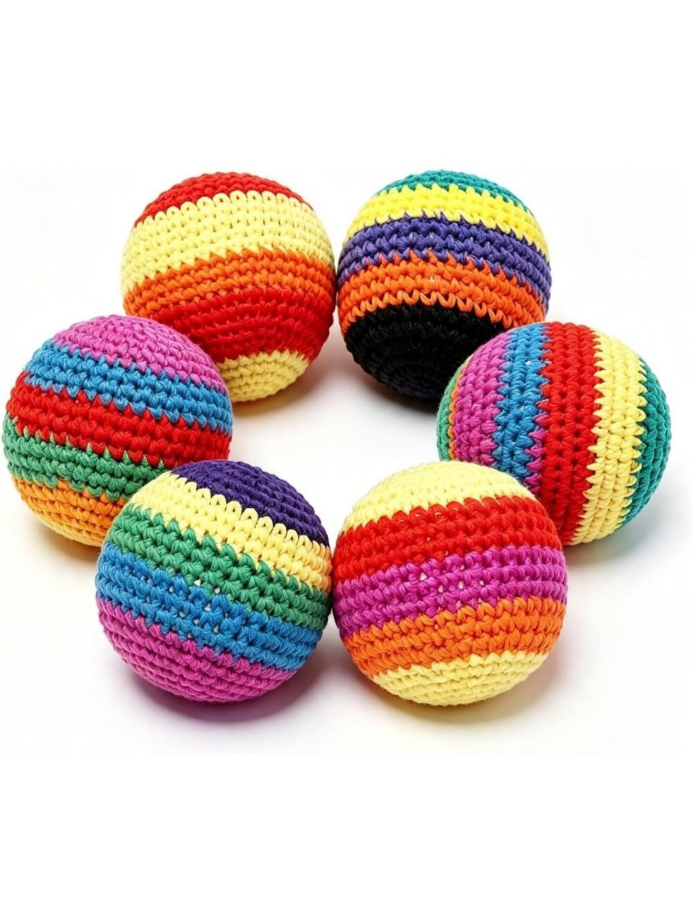 Handmade Crocheted Footbags | Colorful Juggling Sacks | Durable Kicking Toy for